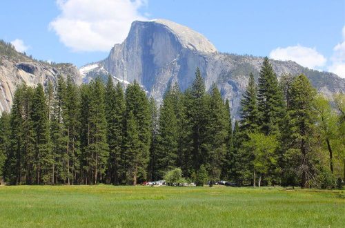 View of Half Dome at Yosemite in spring