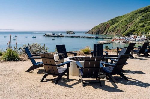 Lounge chairs on the beach at Flying Flags Avila Beach