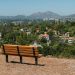 Bench overlooking mountains at Conejo Valley Botanic Garden in Thousand Oaks