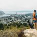 Man and a dog on a hike on the Central Coast In California